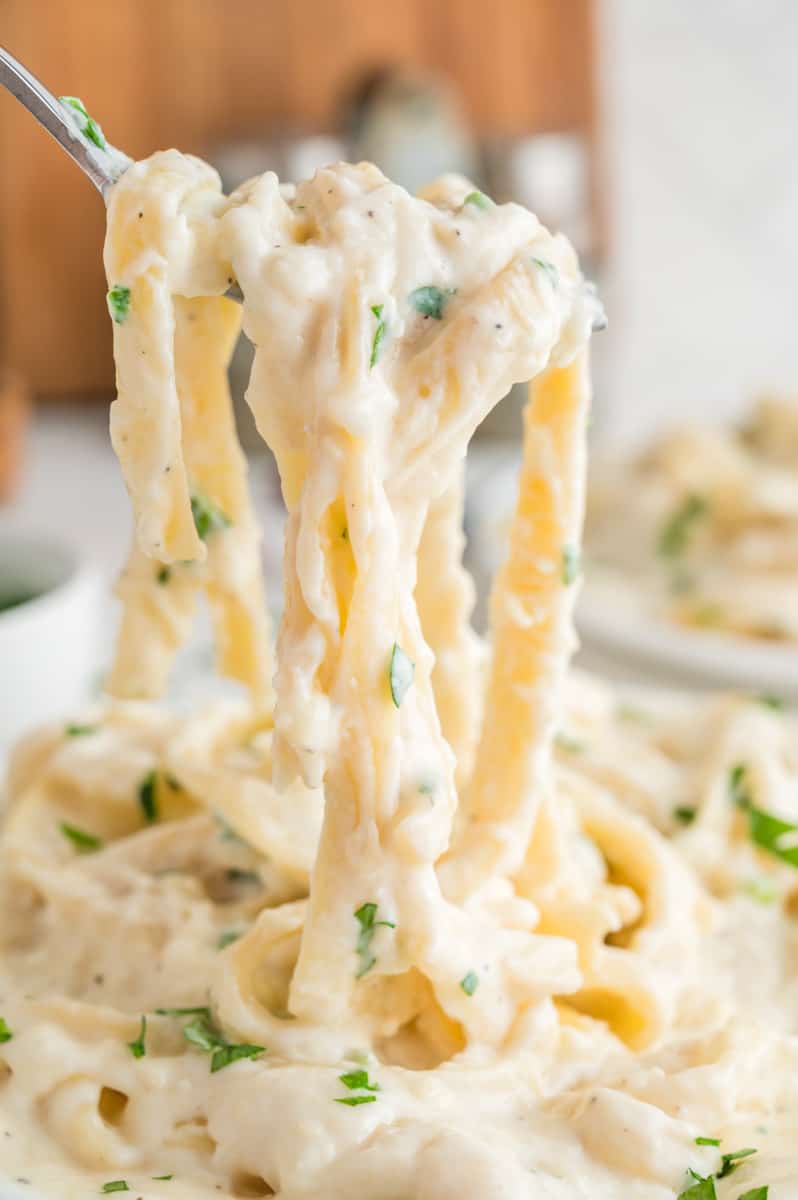 Creamy alfredo sauce preparation