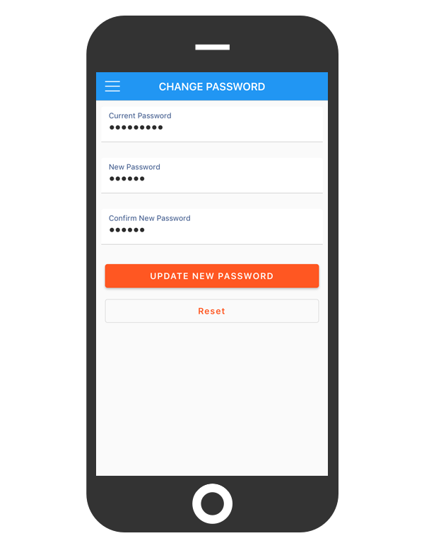 Image demonstrating password change on mobile